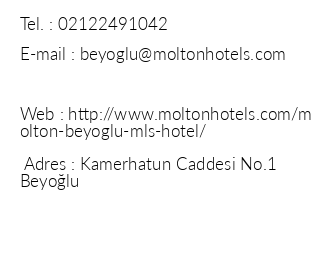 Molton Beyolu Mls Hotel iletiim bilgileri